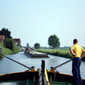 Person operating canal transportation system