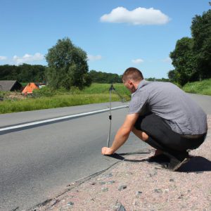 Person inspecting road infrastructure